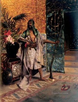  Arabian Oil Painting - Harem Guard Arabian painter Rudolf Ernst